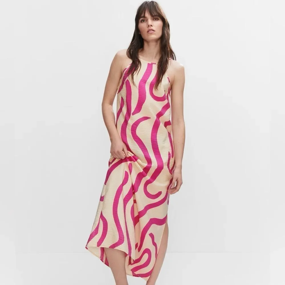 Mango blogger favorite printed halter neck flowy dress